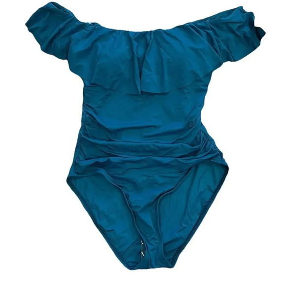La Blanca Island Goddess Off Shoulder Ruffle Swimsuit 6 - Picture 1 of 4